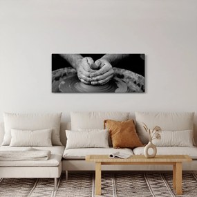 Čiernobiely obraz - výroba keramiky (120x50 cm)