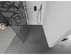 Mexen Kioto L, sprchová zástena Walk-In 80 x 200 cm, 8mm číre sklo biely vzor, čierny profil, 800-080-103-70-85