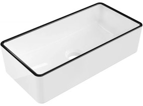 Mexen Nadia, umývadlo na dosku 46x23x12 cm, biela lesklá-čierny okraj, 21614607