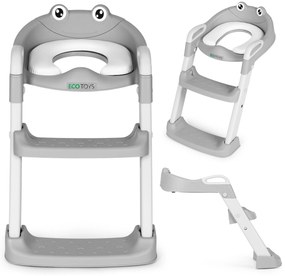 Detské sedadlo na toaletu so schodíkmi a rebríkom, sivé, ECOTOYS