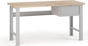 Dielenský pracovný stôl G7, buková škárovka, 1700 x 800 x 840 mm, 1x kontajner, 1 zásuvka, sivá