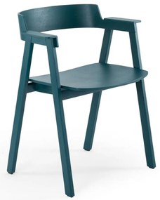 Jedálenská stolička s podrúčkami z dubového dreva v petrolejovej farbe Flip – Gazzda