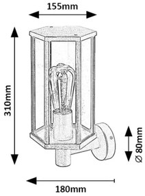 Rabalux 7239 - Vonkajšia nástenná lampa DUBROVNIK 1xE27/40W/230V IP44