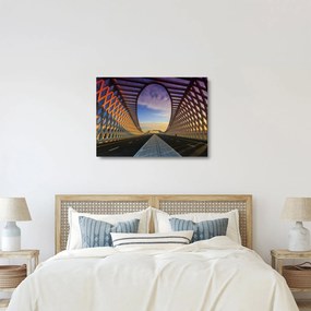 Sklenený obraz modernej architektúry mosta (70x50 cm)