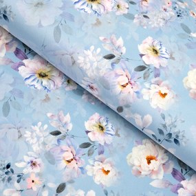 Biante Zamatový štvorcový obrus Tamara TMR-044 Jarné kvety na nebesky modrom 80x80 cm