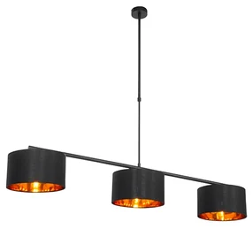 Moderné závesné svietidlo čierne so zlatom 125 cm 3-žiarovkové - VT 3