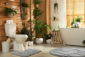 Kúpeľňový koberček SUPREME LINES línie, sivý kruh