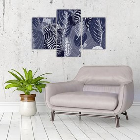 Obraz - Modré zebry (90x60 cm)