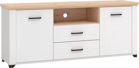 XXXLutz SKRINKA POD TV, biela, dub artisan, 161/67/41 cm Landscape - TV nábytok - 000834013210
