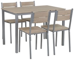 Jedálenská súprava stola a 4 stoličiek svetlé drevo/sivá BLUMBERG Beliani
