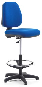 Pracovná dielenská stolička s opierkou nôh DARWIN, výška 635-815 mm, modrá