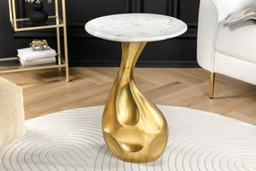 Príručný stolík TEAR 60cm zlatobiely mramor