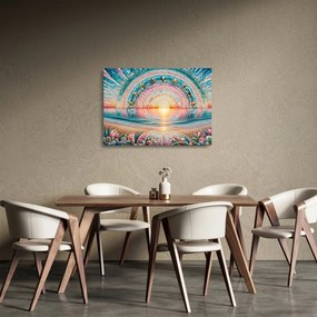 Sklenený obraz – Mozaika zapadajúceho slnka (70x50 cm)