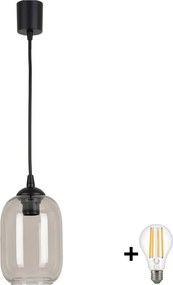 Brilagi - LED luster na lanku R GLASS 1xE27/60W/230V pr. 14 cm čierna/dymovo sivá
