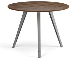 Konferenčný stôl PRIMO ZEN, priemer 100 cm, sivostrieborná podnož, orech
