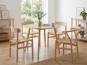 Okrúhly jedálenský stôl NELVO 90 cm, travertín/kašmír