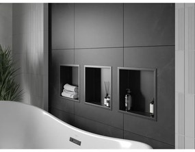 Mexen X-Wall-R, polička na zapustenie na obklad s golierom 30 x 30 cm, čierna matná, 1970303010