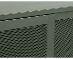 Tmavozelená kovová nízka komoda s posuvnými dverami 160x75 cm Veep – Unique Furniture