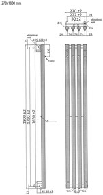 Sapho, PILON vykurovacie teleso 270x1800 mm, so 4 háčikmi, biela mat, IZ121