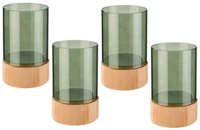 Sklenený svietnik, zelená, 4 kusy (800006935)