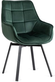 Otočná jedálenská stolička LUNA tmavozelená zamatová