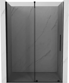 Mexen Velar, posuvné sprchové dvere do otvoru 160 cm, 8mm šedé sklo, čierna matná, 871-160-000-41-70
