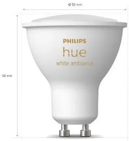 PHILIPS HUE Múdra LED stmievateľná žiarovka HUE, GU10, 4,3 W, 350lm, teplá biela-studená biela, 3ks