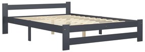 vidaXL Posteľný rám z borovice so 4 zásuvkami tmavosivý 140x200 cm