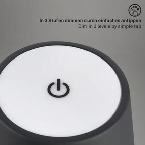 Brilo - LED stolná nabíjacia dotyková lampa KIKI LED/2,6W/5V IP44 2600 mAh čierna