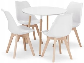Jedálenský set 1+4, stôl KAMI 80x80 biely + stolička BALI MARK biela