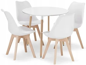 Jedálenský set 1+4, stôl KAMI 80x80 biely + stolička BALI MARK biela