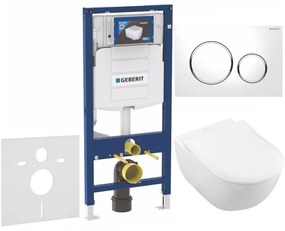 GEBERIT Duofix súprava 5v1 - inštalačný modul, závesné WC s DirectFlush a Softclose sedátko VILLEROY &amp; BOCH Subway 2.0, tlačítko Sigma20, 115.882.KJ.1 (biela/lesklý chróm/biela), 111.300.00.5 NI4