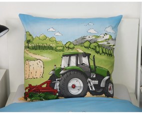 Detská flanelová posteľná bielizeň HerdingTraktor, 135 x 200 cm, 80 x 80 cm
