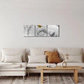 Obraz - Biely Budha (s hodinami) (90x30 cm)