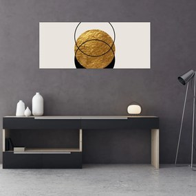 Obraz - Abstrakcia zlatá a biela N⁰2 (120x50 cm)