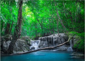 Sklenený obraz - Vodopád Erawan, Kanchanaburi, Thajsko (70x50 cm)