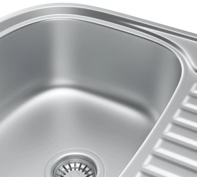 Erga HD, 1-komorový oceľový drez 600x490x160 mm s krátkym odkvapkávačom, dekor brúsený satén, ERG-MLS-HD6049S