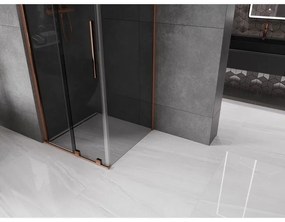 Mexen Velar, sprchový kút s posuvnými dverami 90 x 90 cm, 8mm šedé sklo, ružové zlato, 871-090-090-41-60