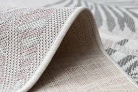 Koberec / behúň šnúrkový SIZAL SION Lístie Palmy, tropický 2837 ploské tkanie biely / ružový