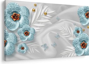 Obraz - 3D modré kvety (90x60 cm)