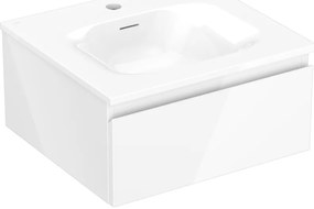 Mexen Orio, kúpeľňová skrinka 50 cm s umývadlom Vela, 1 zásuvka, biela lesklá, 91A10-05023-1-BF00-W23M00