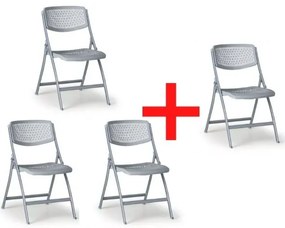 Skladacia stolička CLICK 3+1 ZADARMO, sivá