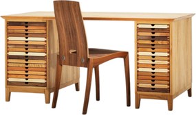 Písací stôl z 9 druhov dreva SIXtematic A3-A4, 150x80x76 cm Orech