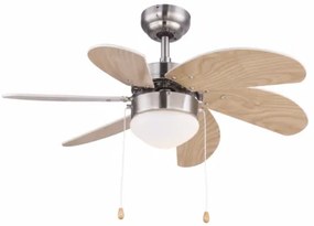 GLOBO 03301 RIVALDO stropný ventilátor s osvetlením D780mm 1xE14 matný nikel, drevo, opál