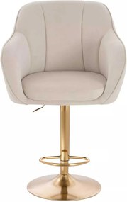 LuxuryForm DESIGN Barová stolička AVOLA VELUR na zlatom tanieri - krémová