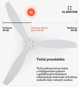 Klarstein Santa Elena Smart 52" stropný ventilátor, 10260 m³/h, 6 stupňov rýchlosti, diaľkové ovládanie, Smart