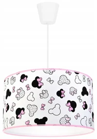 Detské závesné svietidlo Minnie, 1x textilné tienidlo so vzorom, (fi 35cm)
