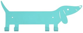 Tyrkysovomodrý kovový nástenný detský vešiak Sausage Dog – Rex London