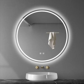 Tutumi Rea, LED kúpeľňové zrkadlo v kovovom ráme 80cm MMJ, brúsená oceľ, HOM-06507
