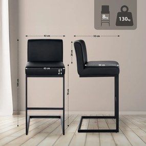 Barová stolička Hopewell B - koženka, čierny rám - čierna